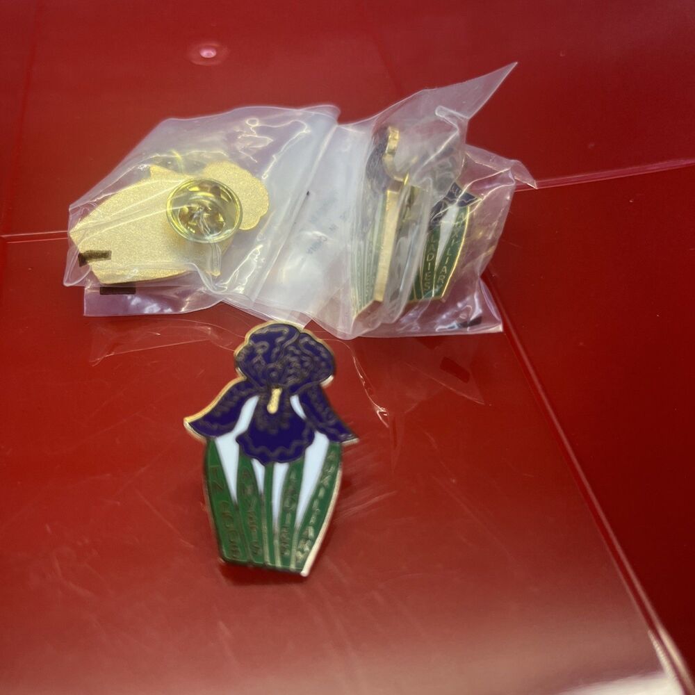 Vintage Pin - TN 2008 Amvets Ladies Auxiliary Flower Tulip Purple Lot Of 5